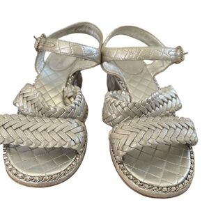 Chanel Interlocking CC Logo Lambskin Sandals Size 37